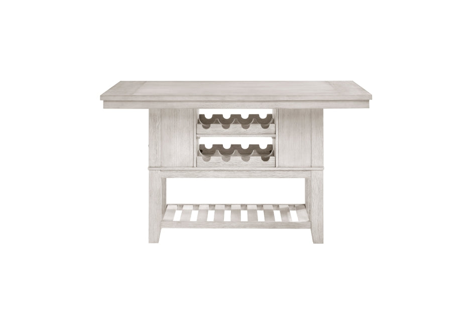 Homelegance 5982-36-7PC 7 pc Savile wire brushed antique white finish wood counter height dining table set