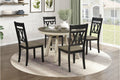 Homelegance 5985RD-5PCBLK 5 pc Ogden grey wash top and antique white finish wood 48" round dining table set black chairs
