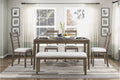 5987-6PC 6 pc Emilia light brown finish wood dining table set with bench