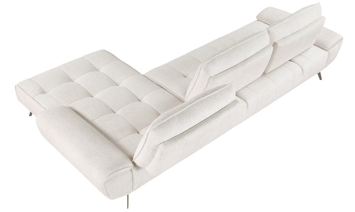 Homelegance 8400BEG-22LRC 2 pc Pleasure beige chenille fabric sectional sofa set adjustable back rests