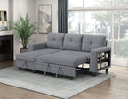 Homelegance 9705GY-32AVC 2 pc Morian grey boucle fabric sectional sofa reversible storage chaise storage arms and pop up sleep area