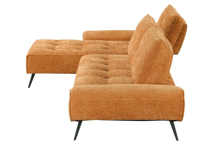 Homelegance 8400RNG-2LC2R 2 pc Pleasure orange chenille fabric sectional sofa set adjustable back rests