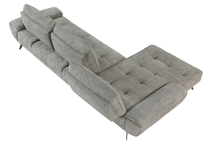 Homelegance 8400DVG-2LC2R 2 pc Pleasure dove grey chenille fabric sectional sofa set adjustable back rests