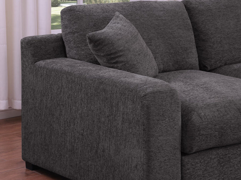 89296-1 4 pc Celine grey chenille fabric 128" modular sectional sofa set with chaise and cup holders wtih USB charging