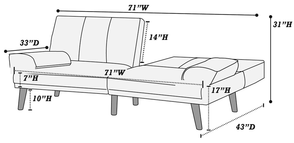 Poundex F8517-18 2 pc navy polyfiber sofa futon and chaise sectional AJ homes studio lakeview winston porter kasen