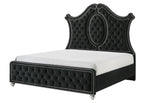 Crown mark B2180 4 pc A & J homes studio cameo black velvet tufted finish design queen bedroom set