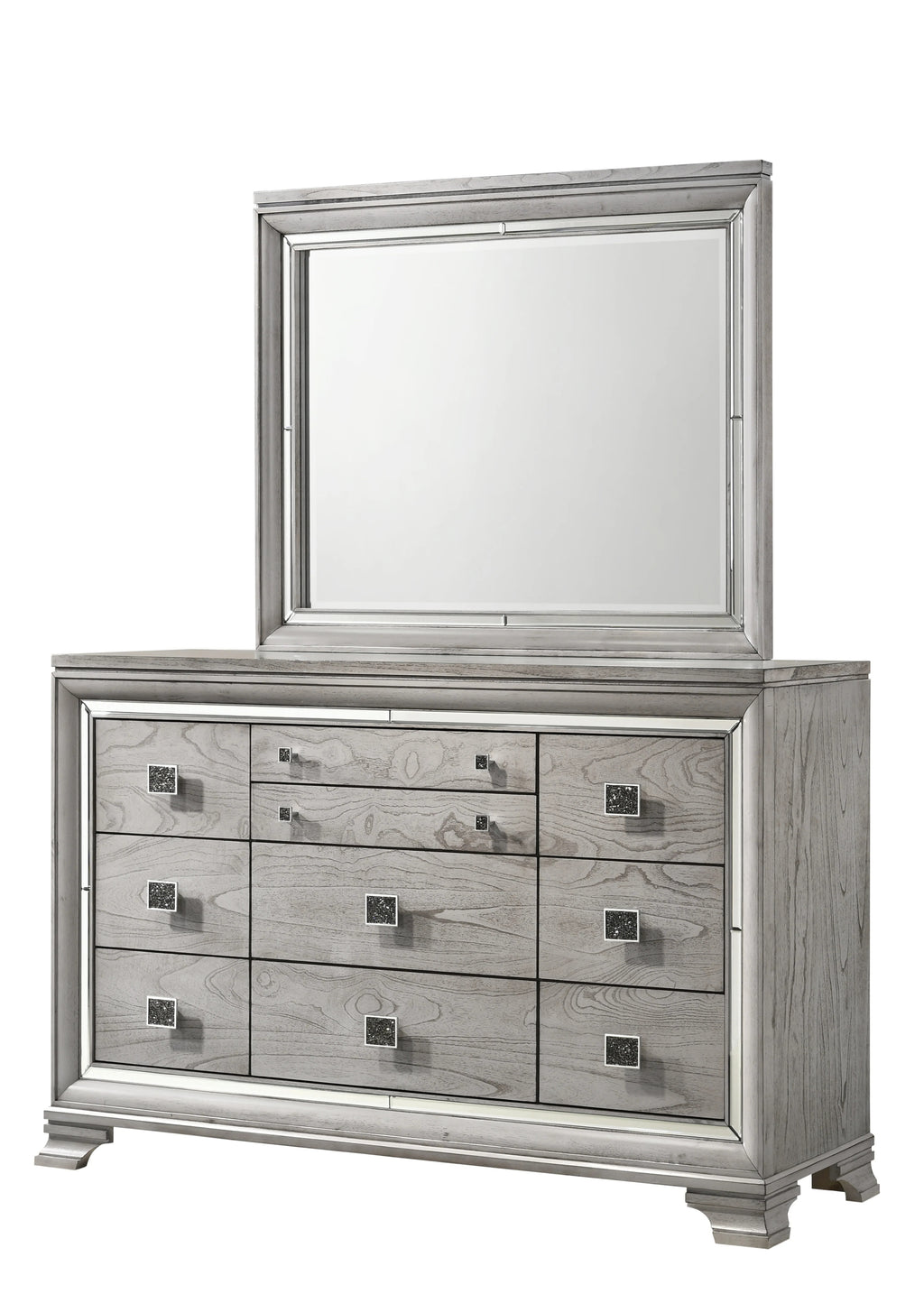 B7200 4 pc A & J homes studio vail metallic finish wood carved design queen bedroom set
