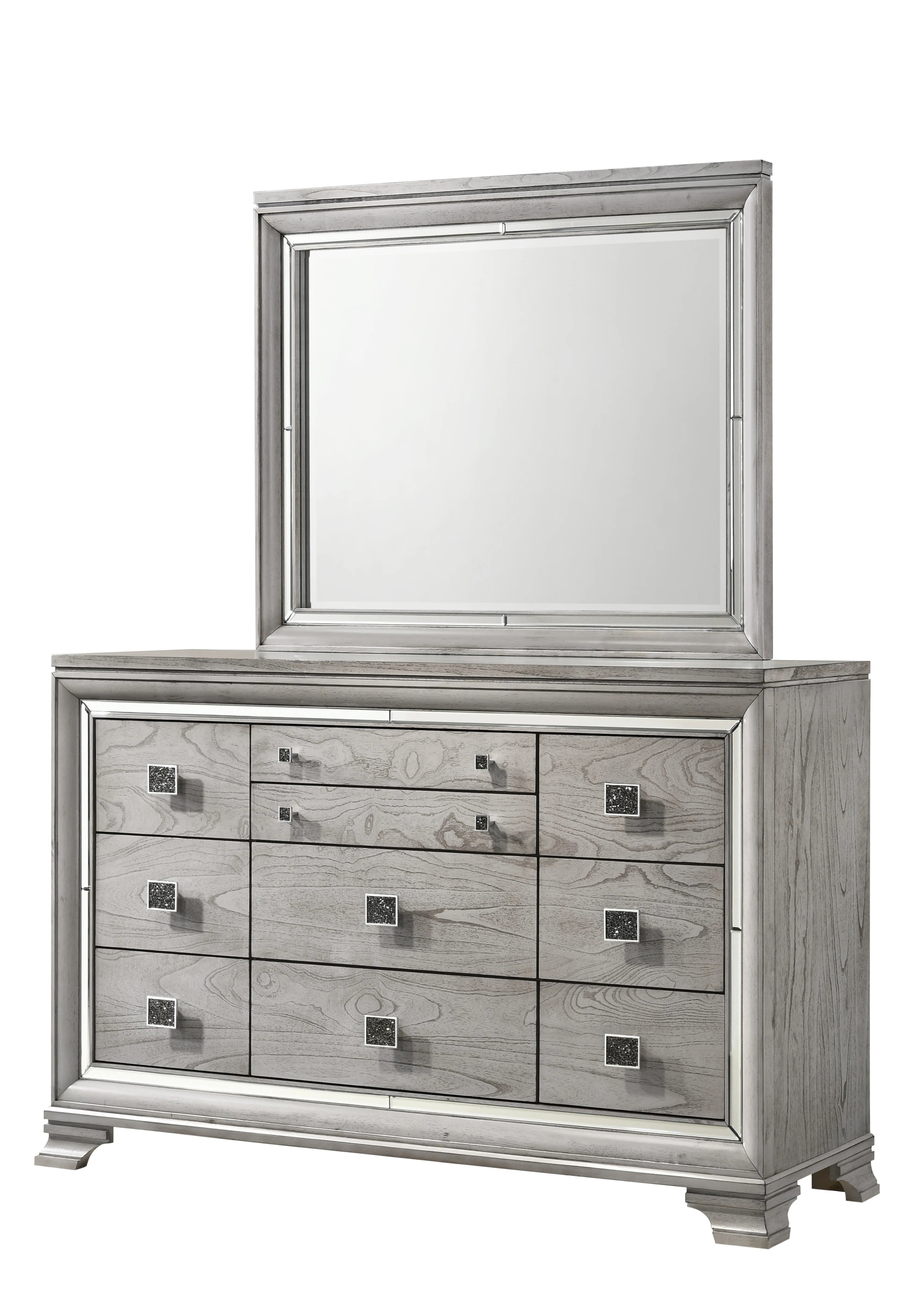 B7200 4 pc A & J homes studio vail metallic finish wood carved design queen bedroom set