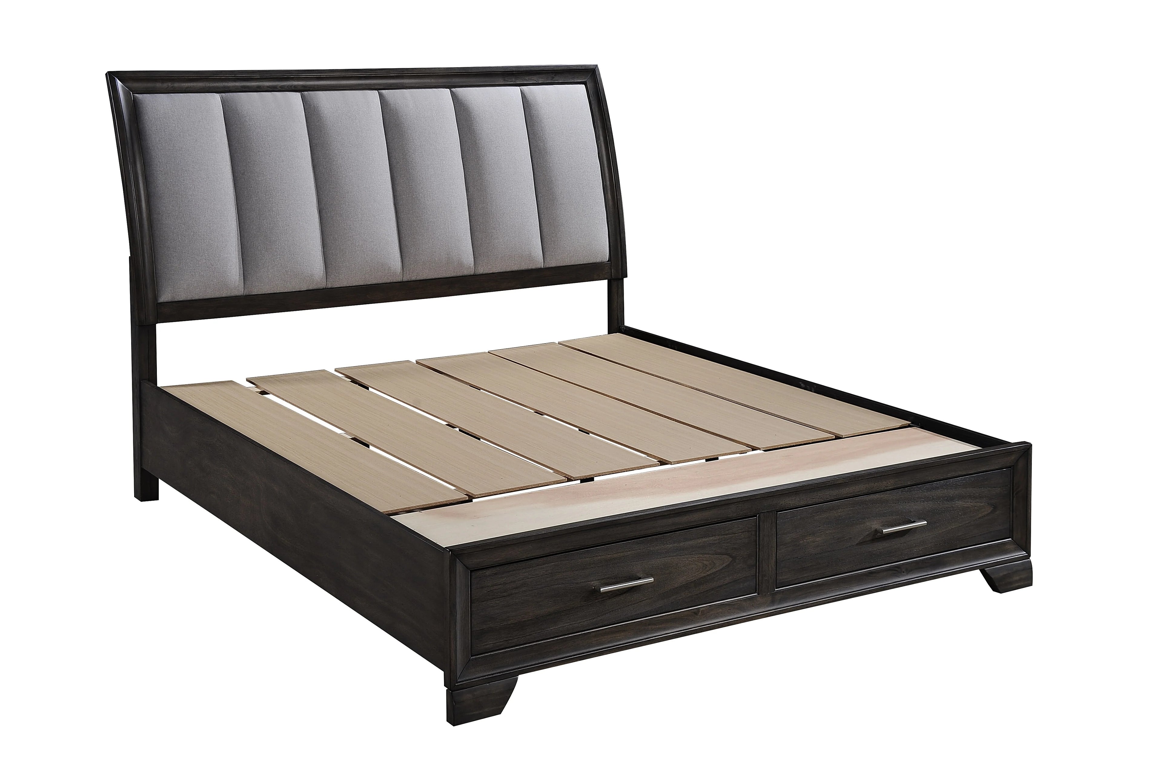 B6580 4 pc A & J Homes studio jaymes grey finish wood bedroom set with drawers in footboard