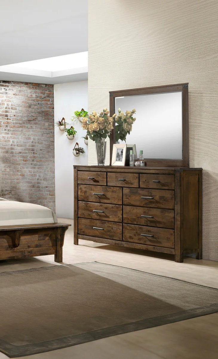 B4810 4 pc Curtis rustic weathered finish wood queen bedroom set