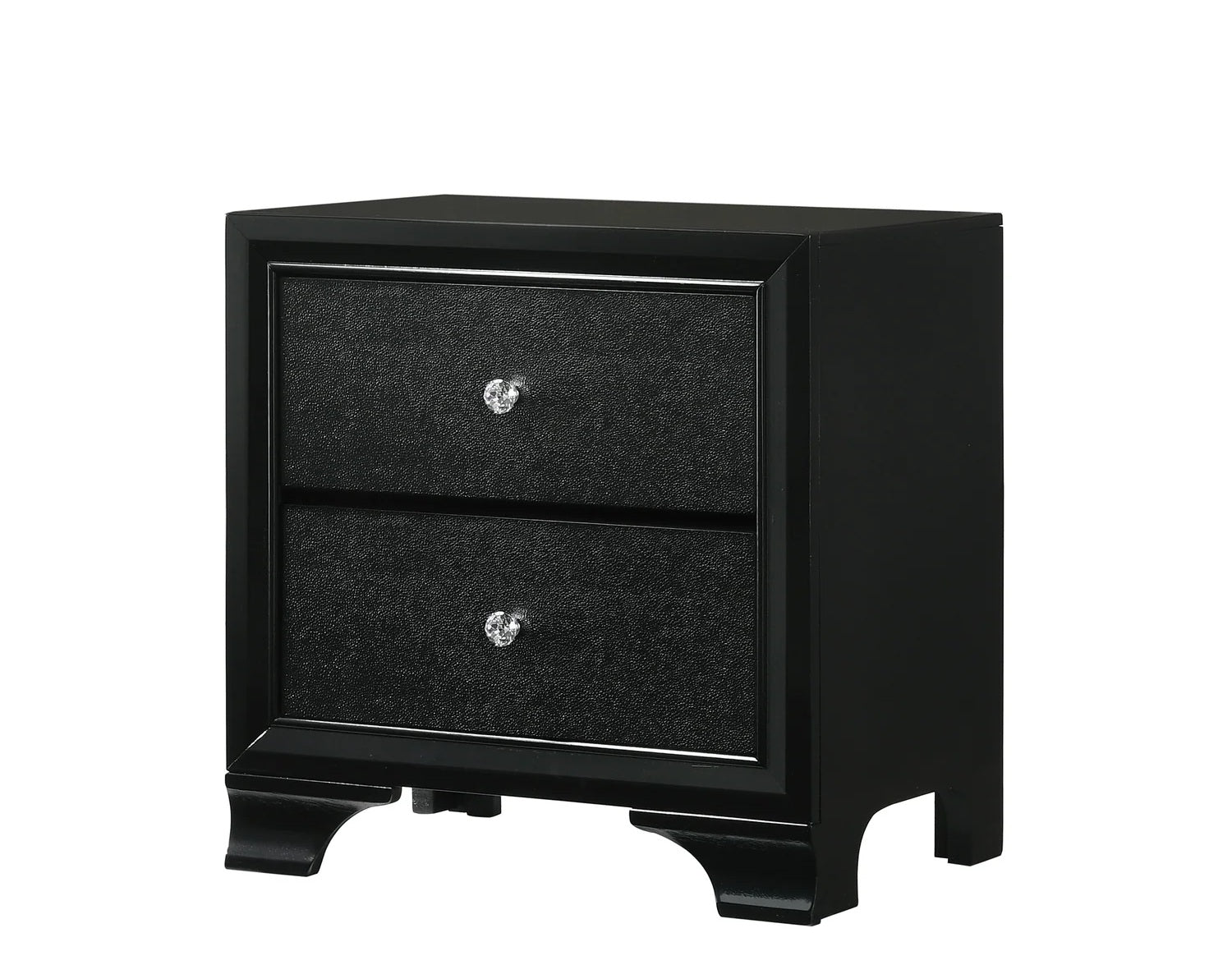 B4350 4 pc Micah modern black finish wood padded headboard LED bedroom set