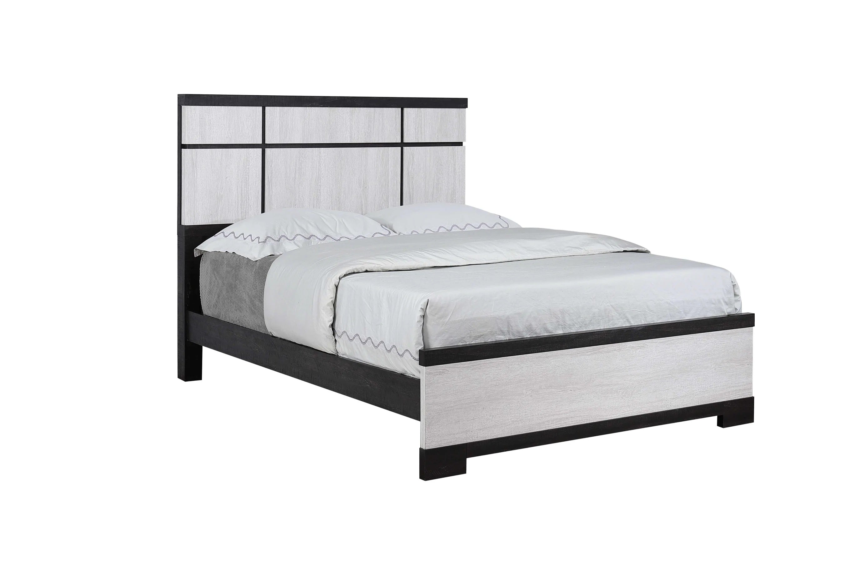 B8162-4PC 4 pc Remington two tone black and white wood grain finish queen bedroom set