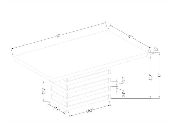 D710-7PC 7 pc  Privett brown grey finish wood base faux concrete top modern rustic dining table set