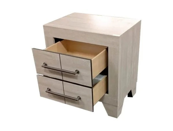 B860-4PC  4 pc Hampton rustic grey oak good grain paneled finish wood queen bed set