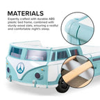 FOA7726TL Hokku designs axel teal peace bus VW style design twin size kids bed w/ LED lights and sounds