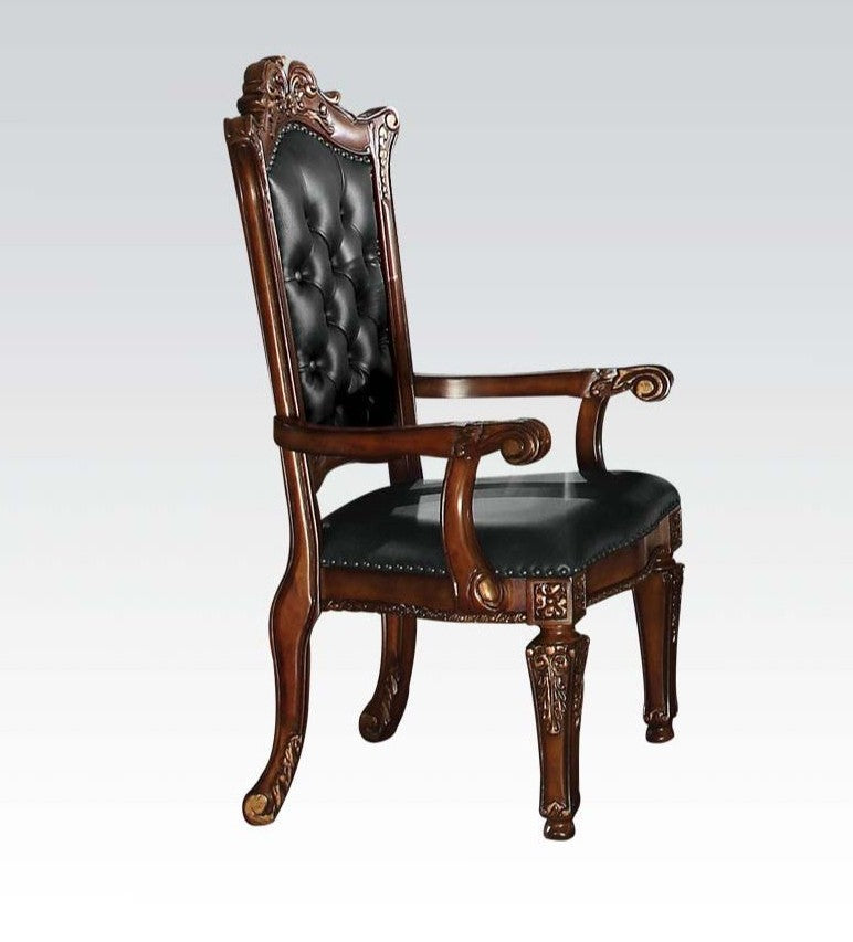 Acme 60004 Set of 2 A&J Homes studio vendome ii cherry finish wood upholstered tufted back dining arm chairs