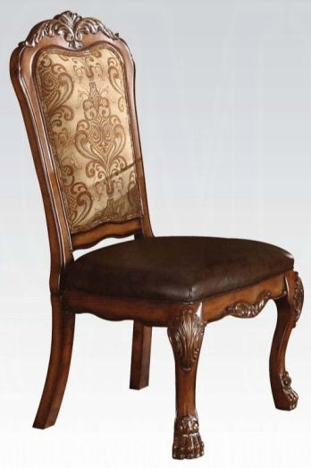 Acme 60010-12 5 pc Astoria grand welliver dresden cherry oak finish wood 54"round glass top dining table set