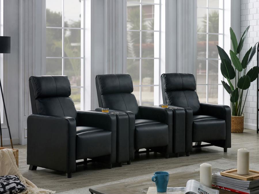 Coaster 600181 Latitude run schaller black faux leather push back recliner chair