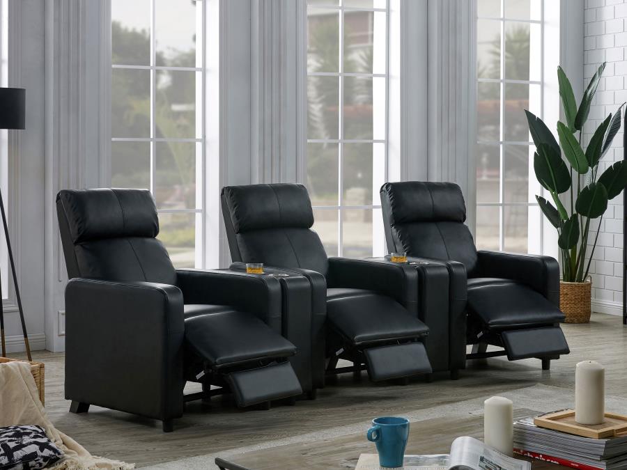 Coaster 600181 Latitude run schaller black faux leather push back recliner chair