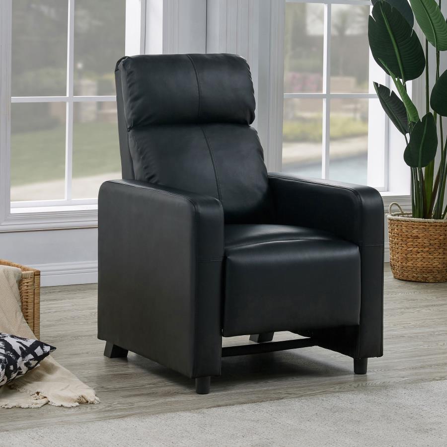 Coaster Toohey Black Faux Leather Push Back Recliner Chair – 600181