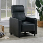 Coaster Toohey Black Faux Leather Push Back Recliner Chair – 600181