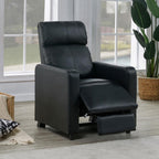 Coaster Toohey Black Faux Leather Push Back Recliner Chair – 600181