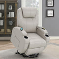 Coaster 600497P Sanger champagne leatherette power lift recliner chair with heat and massage 300 lb capacity