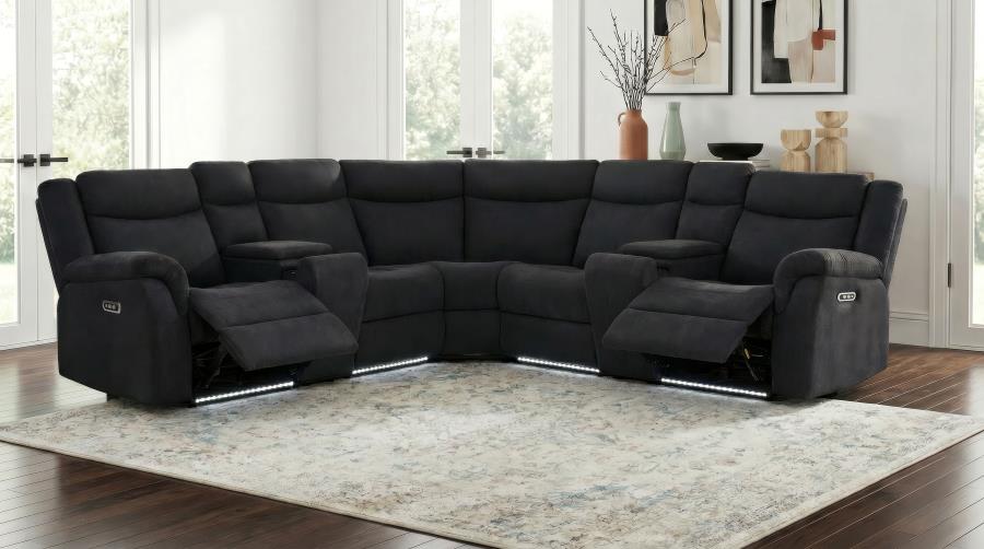 Coaster Hagen Steel Grey Fabric Power Reclining Sectional Sofa – 600500P