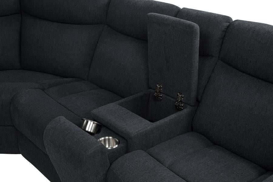 Coaster Hagen Steel Grey Fabric Power Reclining Sectional Sofa – 600500P