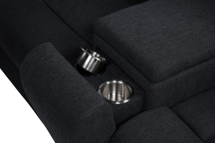 Coaster Hagen Steel Grey Fabric Power Reclining Sectional Sofa – 600500P