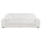 Coaster 600535P Jacana ivory wide corduroy fabric double power chaise 108" sofa with USB