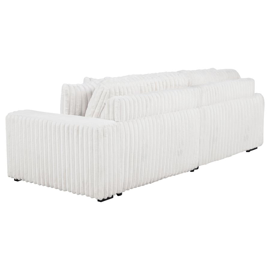 Coaster 600535P Jacana ivory wide corduroy fabric double power chaise 108" sofa with USB