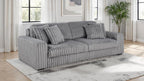 Coaster 600536P Jacana grey wide corduroy fabric double power chaise 108" sofa with USB
