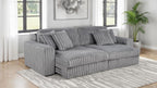 Coaster 600536P Jacana grey wide corduroy fabric double power chaise 108" sofa with USB