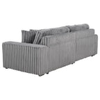 Coaster 600536P Jacana grey wide corduroy fabric double power chaise 108" sofa with USB