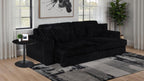 Coaster 600537P Jacana black wide corduroy fabric double power chaise 108" sofa with USB