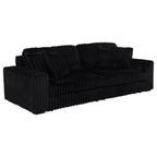 Coaster 600537P Jacana black wide corduroy fabric double power chaise 108" sofa with USB