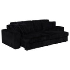 Coaster 600537P Jacana black wide corduroy fabric double power chaise 108" sofa with USB