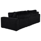 Coaster 600537P Jacana black wide corduroy fabric double power chaise 108" sofa with USB