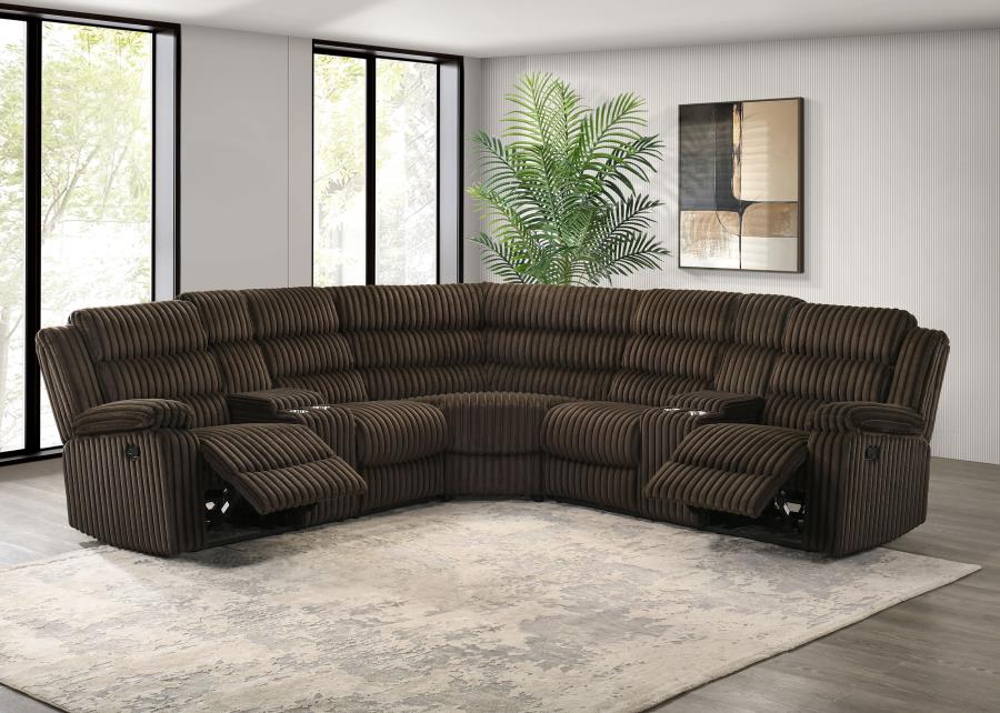 Coaster Atkinson Chocolate Corduroy Fabric Reclining Sectional Sofa – 601510
