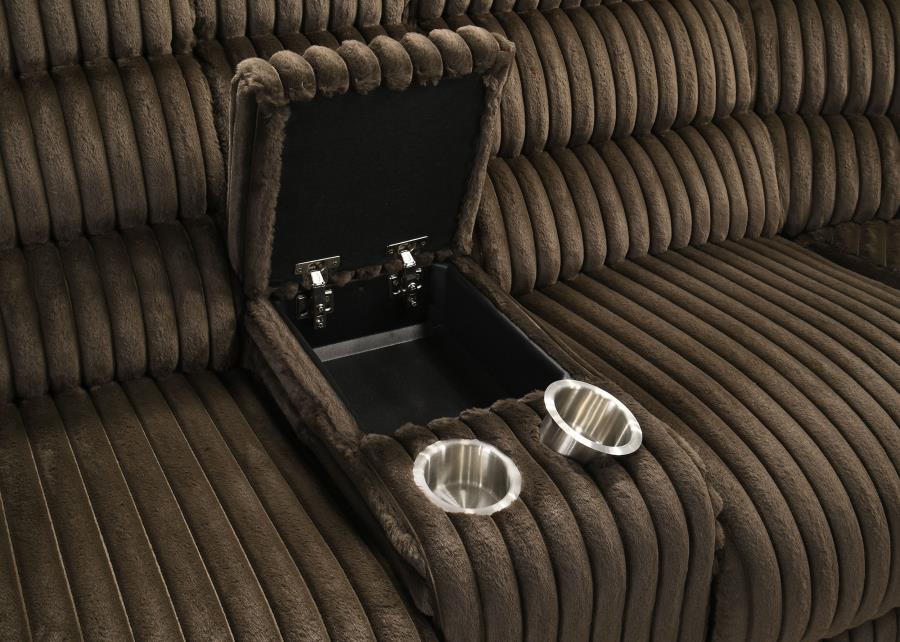 Coaster Atkinson Chocolate Corduroy Fabric Reclining Sectional Sofa – 601510