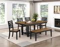Tyler Two Tone Black & Brown Wood 6pc Dining Table Set with Bench – 6022-65-6PC