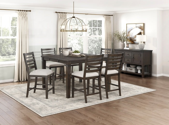 Homelegance 6023-36-7PC 7 pc Victoria dark espresso finish wood counter height dining table set