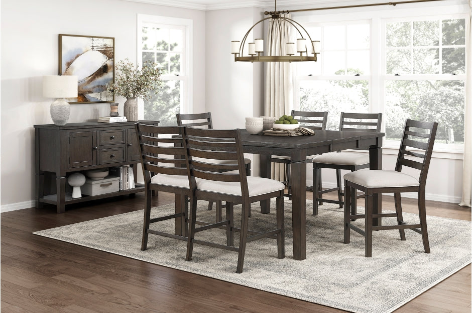 Homelegance 6023-36-7PC 7 pc Victoria dark espresso finish wood counter height dining table set