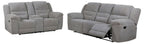 Coaster 602551-S2 2 pc Gilson grey chenille fabric reclining sofa and love seat set with cup console
