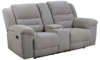 Coaster 602551-S2 2 pc Gilson grey chenille fabric reclining sofa and love seat set with cup console