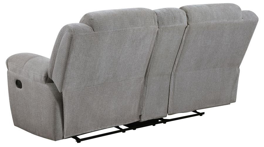 Coaster 602551-S2 2 pc Gilson grey chenille fabric reclining sofa and love seat set with cup console