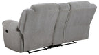 Coaster 602551-S2 2 pc Gilson grey chenille fabric reclining sofa and love seat set with cup console
