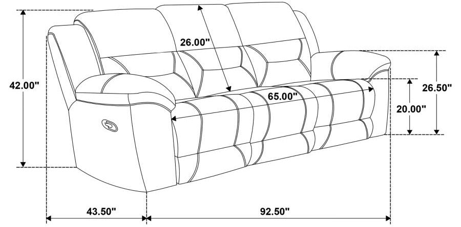 Coaster 602551-S2 2 pc Gilson grey chenille fabric reclining sofa and love seat set with cup console