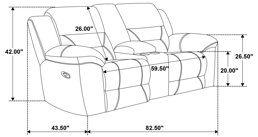Coaster 602551-S2 2 pc Gilson grey chenille fabric reclining sofa and love seat set with cup console